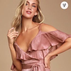 Lulus Moriah Rose Satin Wrap Maxi Dress